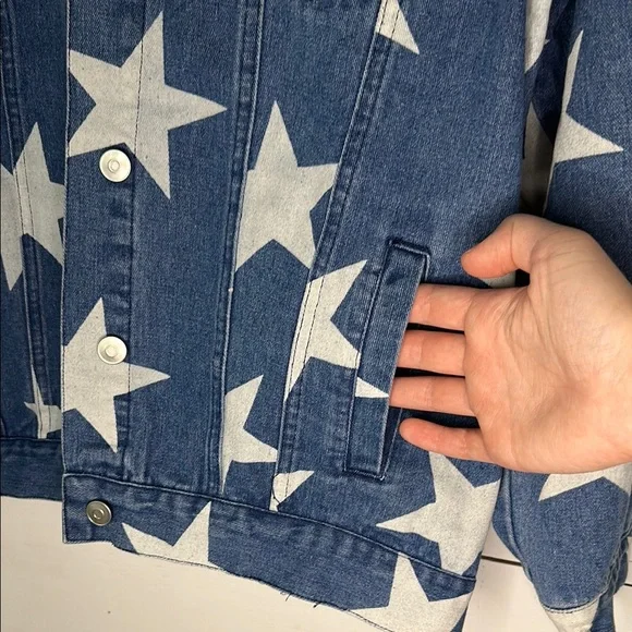 Altar'd State Denim Jean Jacket With Stars - Picture 6 of 11